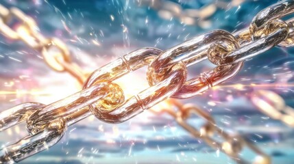 Poster - Powerful chain reaction with intense luminous energy effects and radiant light bursts creating a dynamic futuristic and electrifying digital abstract scene