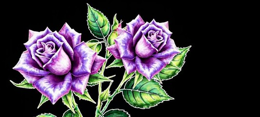 Poster - Purple roses transition over changing backgrounds with artistic animation