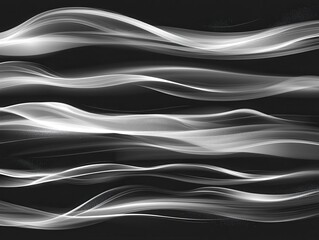 Poster - Ethereal White Waves on Dark Backdrop Abstract Design with Smooth Flowing Lines and Subtle Particle Effects for Modern Backgrounds