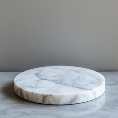 Poster - Elegant marble display platform against a soft gray backdrop studio shot for product photography