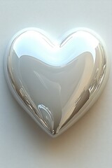 Aufkleber - Elegant silver heart casting soft reflections on a textured surface creating a subtle romantic mood