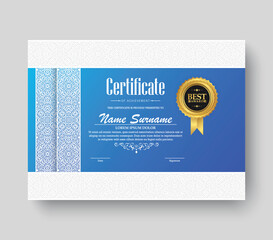 Wall Mural - Blue achievement certificate best award diploma