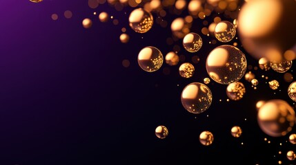 Poster - glowing golden spheres floating against dark background with abstract concept