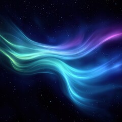 Poster - Ethereal cosmic nebula with swirling blue and purple light in a vast starry space background creating a dreamy celestial atmosphere