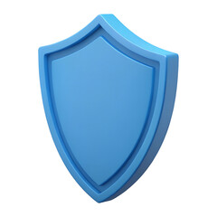 Fototapete - Isolated 3D illustration of a blue shield, representing security, defense, and protection on white. Minimal 3D icon render.