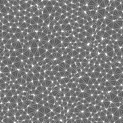 Poster - Mosaic triangles shapes background. Small shape size. Multiple repeated inner triangles. Black and white style. Repeatable pattern. Creative vector tiles. Seamless vector illustration.