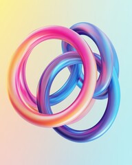 Poster - Entwined Rings of Vibrant Color Interlocking in a Dance of Light and Shadow on a Gradient Background