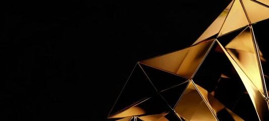 Poster - Golden abstract geometric transformation against a black background