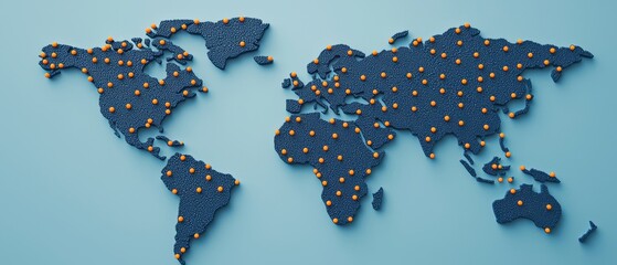 Poster - Lifelong Learning Infographics concept. Interconnected World Map with Digital Visualization of Global Locations and Relationships