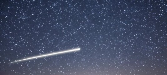 Wall Mural - glowing meteor streaks across starry night sky captivating celestial display