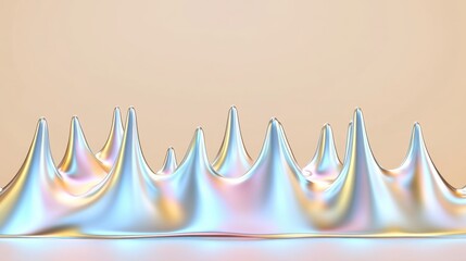 Poster - Abstract iridescent metallic peaks on gradient background illustrating fluidity