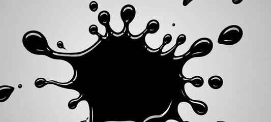 Poster - Dramatic expansion of black ink splatter on white background in slow motion