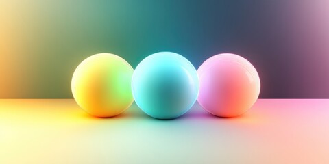 Poster - Colorful abstract spheres with gradient light in 3d futuristic design