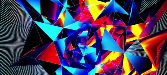 Poster - Vibrant geometric kaleidoscope transition with dynamic color shifts