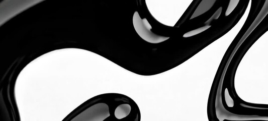 Poster - Liquid ink flowing and twisting on white background
