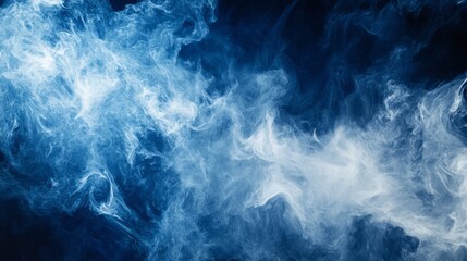 Poster - Vibrant swirls of blue and white mist entwine in a mesmerizing display, contrasting beautifully against a deep backdrop. The fluid motion evokes a sense of enchantment and intrigue