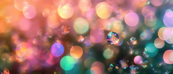 Poster - Dreamy Bokeh Background with Vibrant Colors and Sparkling Light Effects Creates a Magical and Ethereal Atmosphere for Creative Projects