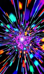 Poster - Vibrant neon energy burst creating a dynamic colorful light explosion