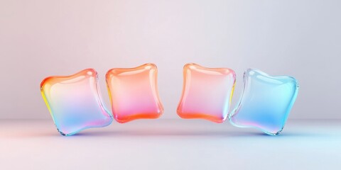 Poster - Abstract glass cubes with multicolor gradient in minimalistic space