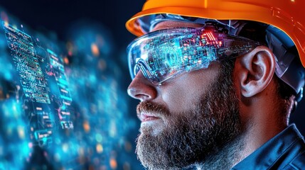 Poster - Close up image of a futuristic virtual reality headset with a holographic display advanced digital circuits and other high tech components