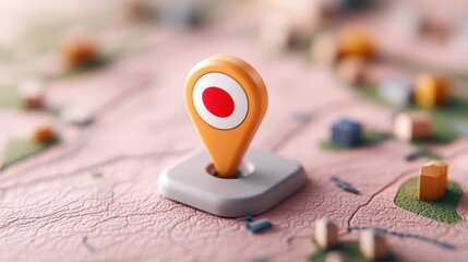 Poster - Map with a location pin indicating a specific destination on a minimalist modern design background