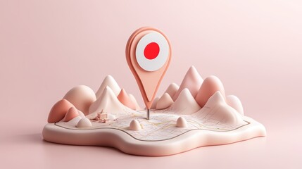 Poster - map with a pin indicating a specific location in a minimalist and modern design