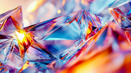 Poster - Colorful crystalline structure glistening in bright light during sunset