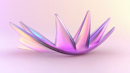 Poster - Iridescent abstract glass sculpture with soft pastel hues and light reflection