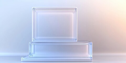 Poster - Minimalist transparent glass blocks on gradient background for modern design concept