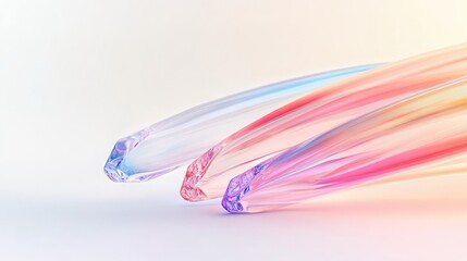 Poster - Abstract gradient glass-like shapes with soft pastel colors and fluid curves