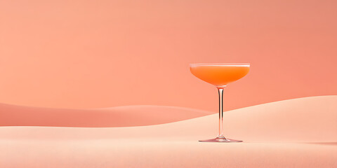 Aufkleber - Elegant cocktail on a soft, sandy background. Perfect for a sophisticated gathering, exuding a sense of calm and refined enjoyment. Minimalist design.