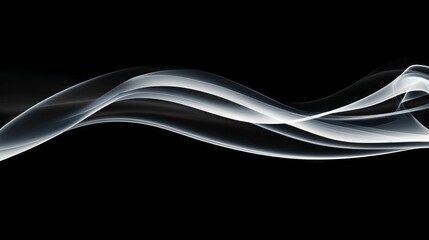 Poster - Delicate waves of translucent smoke drift and swirl in a captivating manner, forming elegant patterns while contrasting against a deep black background