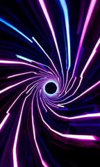 Poster - Futuristic neon tunnel with dynamic pulsating lights and vivid color shifts