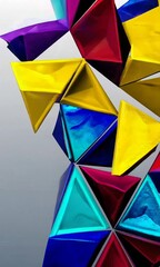 Poster - Colorful geometric origami shapes transitioning in dynamic motion