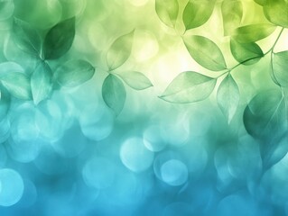 Poster - Serene foliage backdrop showcasing soft bokeh and delicate leaves in a tranquil turquoise and green palette perfect for nature themes