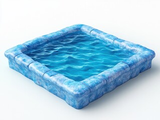 Aufkleber - Serene Blue Water in a Square Pool with Textured Stone Surroundings on a White Background Studio Shot