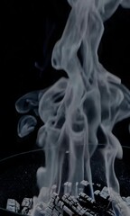 Poster - Dynamic flame pattern transformation over charcoal in slow motion sequence