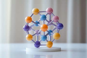 Poster - A colorful molecular model showcasing interconnected spheres representing atoms and bonds in a 3D structure.