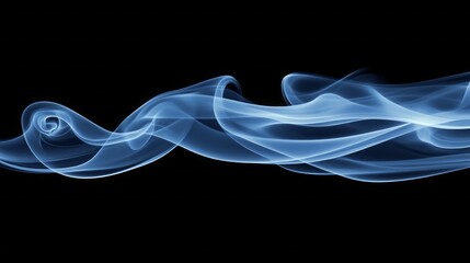 Aufkleber - Translucent blue smoke flows elegantly through the air, forming soft, swirling shapes that evoke feelings of tranquility and mystery in a dimly lit atmosphere