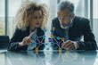 © Vibudhaart - Two scientists collaborate, examining a molecular model, showcasing teamwork and scientific discovery.