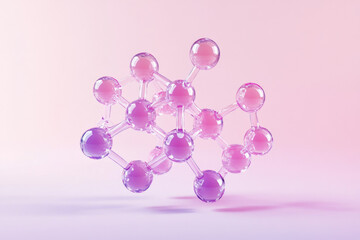 Poster - A 3D rendering of a pink molecule structure, illustrating complex scientific concepts with elegance and clarity.