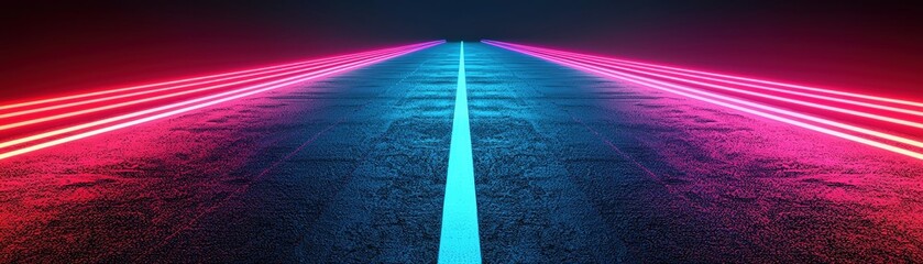 Poster - Futuristic neon road with colorful lighting, perfect for tech-themed visuals.