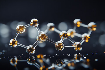 Aufkleber - A 3D rendering of a complex molecule structure with glowing nodes, representing scientific innovation and technological advancement.