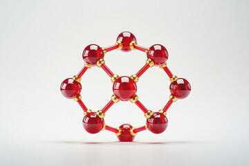 Poster - A 3D model of a molecule with red spheres and gold connectors, representing atomic structure.