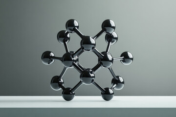 Aufkleber - A 3D model of a molecule, showcasing its complex structure with interconnected atoms.