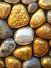 Poster - Elegant golden and silver stones background with a smooth texture and a luxurious feel for design projects