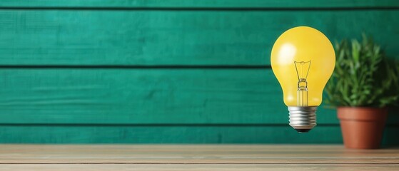 Aufkleber - Floating Light Bulb Symbolizing Innovation and Efficiency in Remote Work Setup