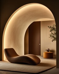 Poster - Elegant lounge chair design in minimalist interior modern home cozy environment artistic concept
