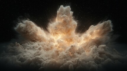 Poster - explosive cloud formation night sky digital art cosmic environment abstract viewpoint energy concept