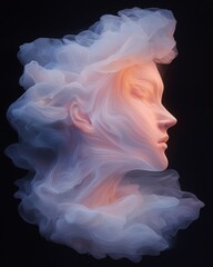 Poster - Ethereal artistic portrait digital creation abstract studio close-up beauty and emotion